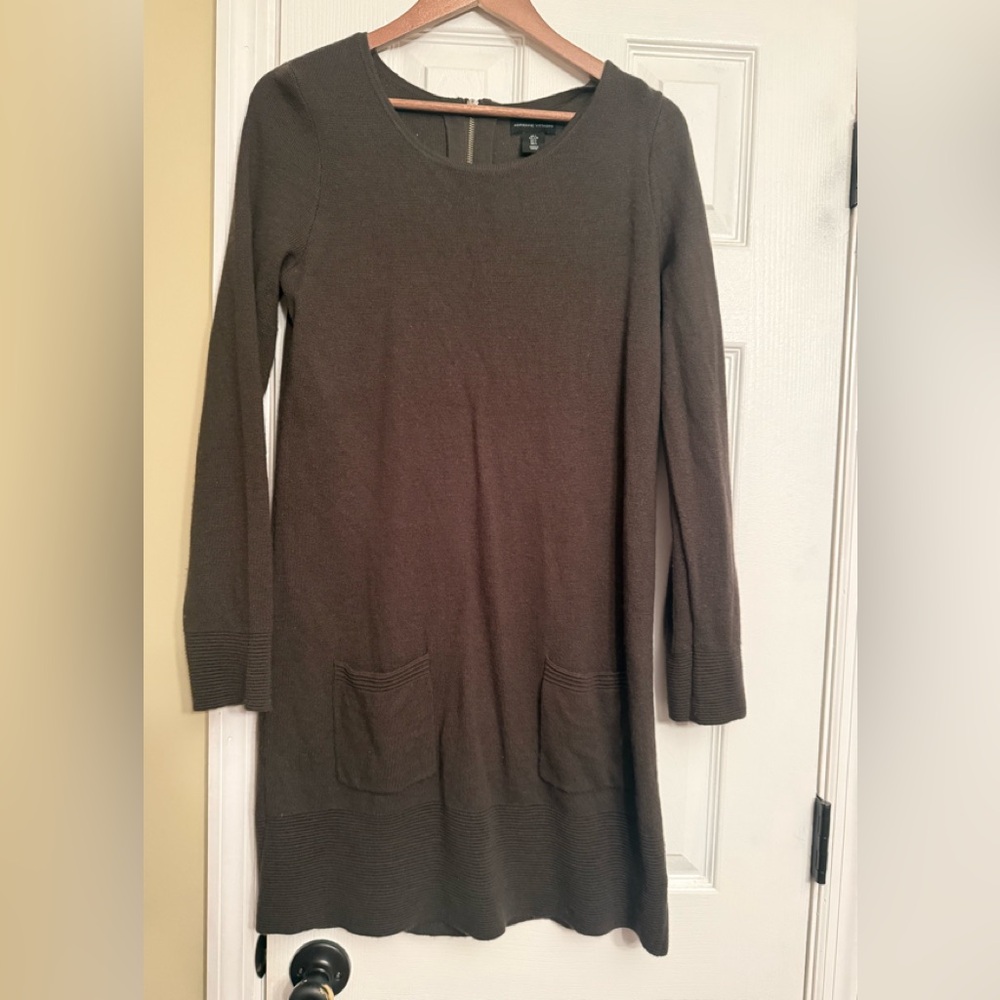 New Elegant Adrienne olive green Vittadini Dress large $88 Anthropologie